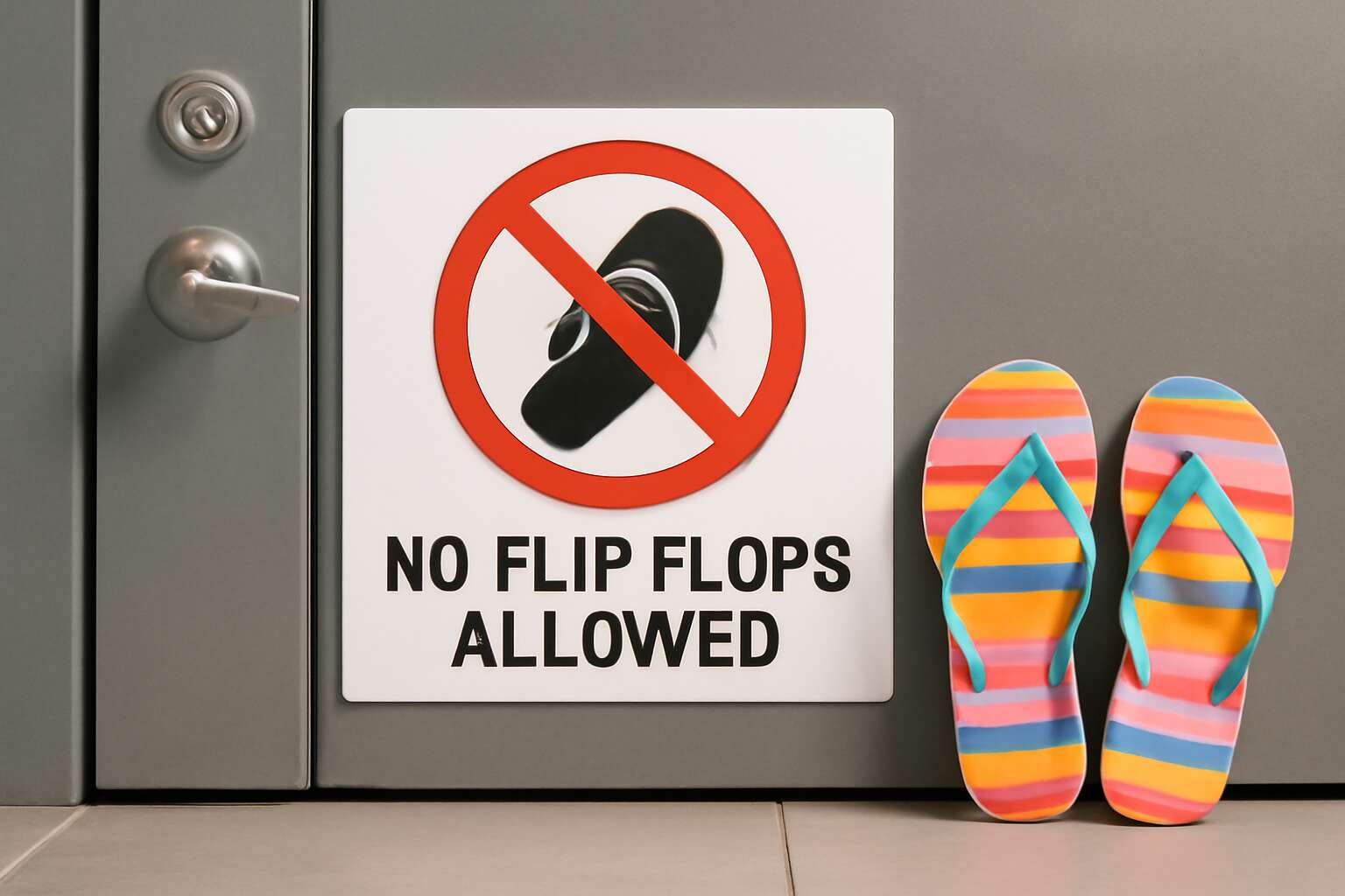 no flip flops allowed sign