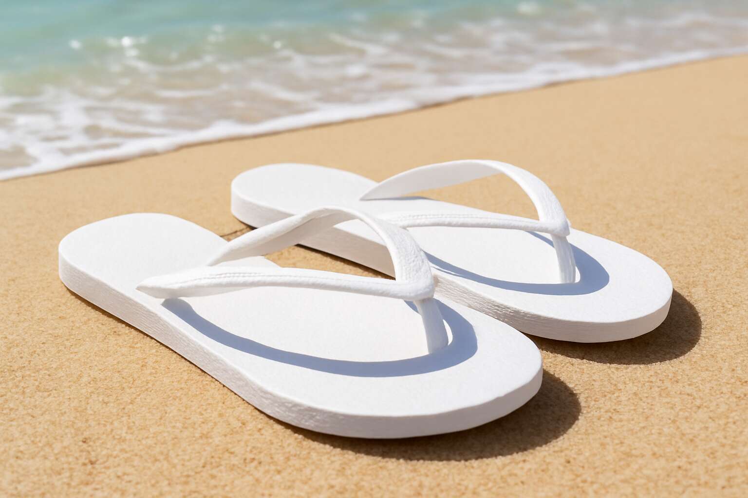 white flip flops