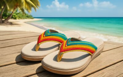 Summer chic: flip flops that cover toes for all-day comfort.