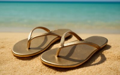 Shine on the shore with flip flops gold: Glam Summer Footwear